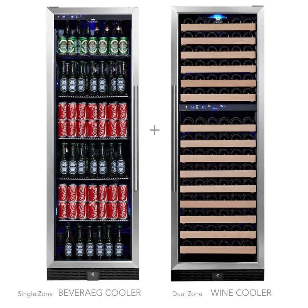 KingsBottle 72" Tall Beer And Wine Refrigerator Combo With Glass Door